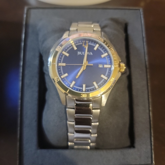Bulova Classic Collection Timepiece with Gold and Deep Blue - Picture 2 of 5